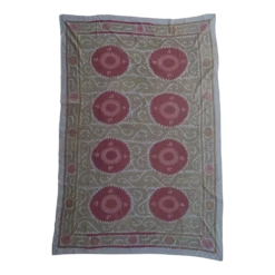 1930s Large Softly Faded Neutral Suzani Bed Cover