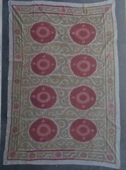 1930s Large Softly Faded Neutral Suzani Bed Cover 13 1930s Large Softly Faded Neutral Suzani Bed Cover -Coco & Wolf Shop 1930s large softly faded neutral suzani bed cover 2971