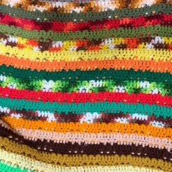 1970's Retro Hand Knit Multi-Colored Blanket Throw -Coco & Wolf Shop 1970s retro hand knit multi colored blanket throw 4664