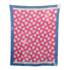 19th Century American Folk Art Red And Blue Handmade Quilt