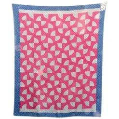 19th Century American Folk Art Red And Blue Handmade Quilt -Coco & Wolf Shop 19th century american folk art red and blue handmade quilt 4357