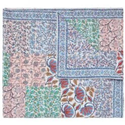 Aizel Queen Multi/Blue Patchwork Hand Stitched Quilt -Coco & Wolf Shop aizel queen multiblue patchwork hand stitched quilt 8031