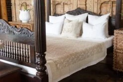 Botanical Block Print Cotton Bed Coverlet -Coco & Wolf Shop botanical block print cotton bed coverlet 2653