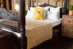 Canary Flowery Block Print Cotton Bed Spread 16 Canary Flowery Block Print Cotton Bed Spread -Coco & Wolf Shop canary flowery block print cotton bed spread 8871