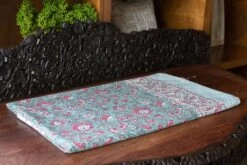 Carnation Bouquet Block Print Cotton Bed Coverlet -Coco & Wolf Shop carnation bouquet block print cotton bed coverlet 3948