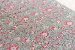 Carnation Bouquet Block Print Cotton Bed Coverlet -Coco & Wolf Shop carnation bouquet block print cotton bed coverlet 4186