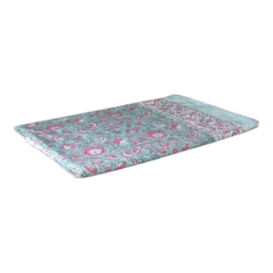 Carnation Bouquet Block Print Cotton Bed Coverlet