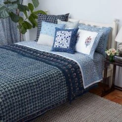 Carnation-Delta Twin Indigo/Brick Red Reversible Quilt 12 Carnation-Delta Twin Indigo/Brick Red Reversible Quilt -Coco & Wolf Shop carnation delta twin indigobrick red reversible quilt 7022