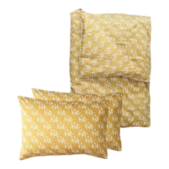 Coco & Wolf Bedding Set Made With Liberty Fabric Capel Mustard, Queen - 3 Pieces