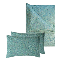 Coco & Wolf Bedding Set Made With Liberty Fabric Donna Leigh Green, Queen - 3 Pieces