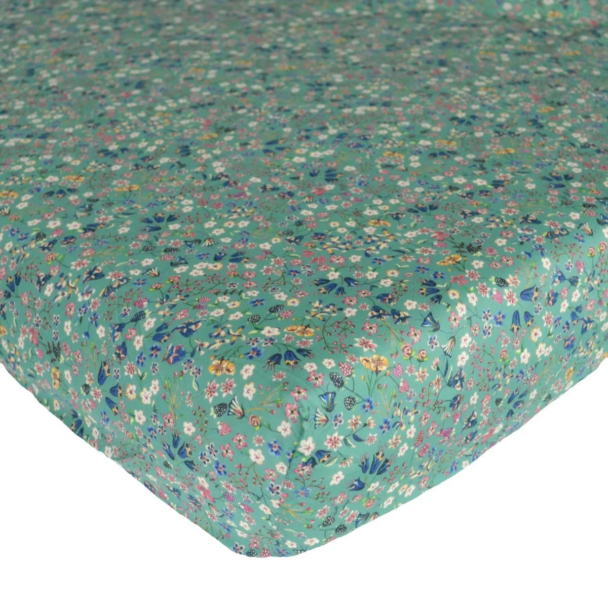 Coco & Wolf Fitted Sheet Made With Liberty Fabric Donna Leigh Green, Twin 5 Coco & Wolf Fitted Sheet Made With Liberty Fabric Donna Leigh Green, Twin - Image 3