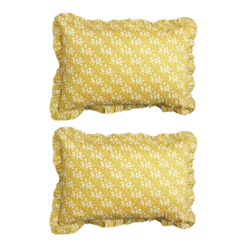 Coco & Wolf Gathered Edge Pillowcases Made With Liberty Fabric Capel Mustard - Set Of 2