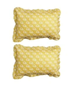 Coco & Wolf Gathered Edge Pillowcases Made With Liberty Fabric Capel Mustard - Set Of 2 -Coco & Wolf Shop coco and wolf gathered edge pillowcases made with liberty fabric capel mustard set of 2 9155