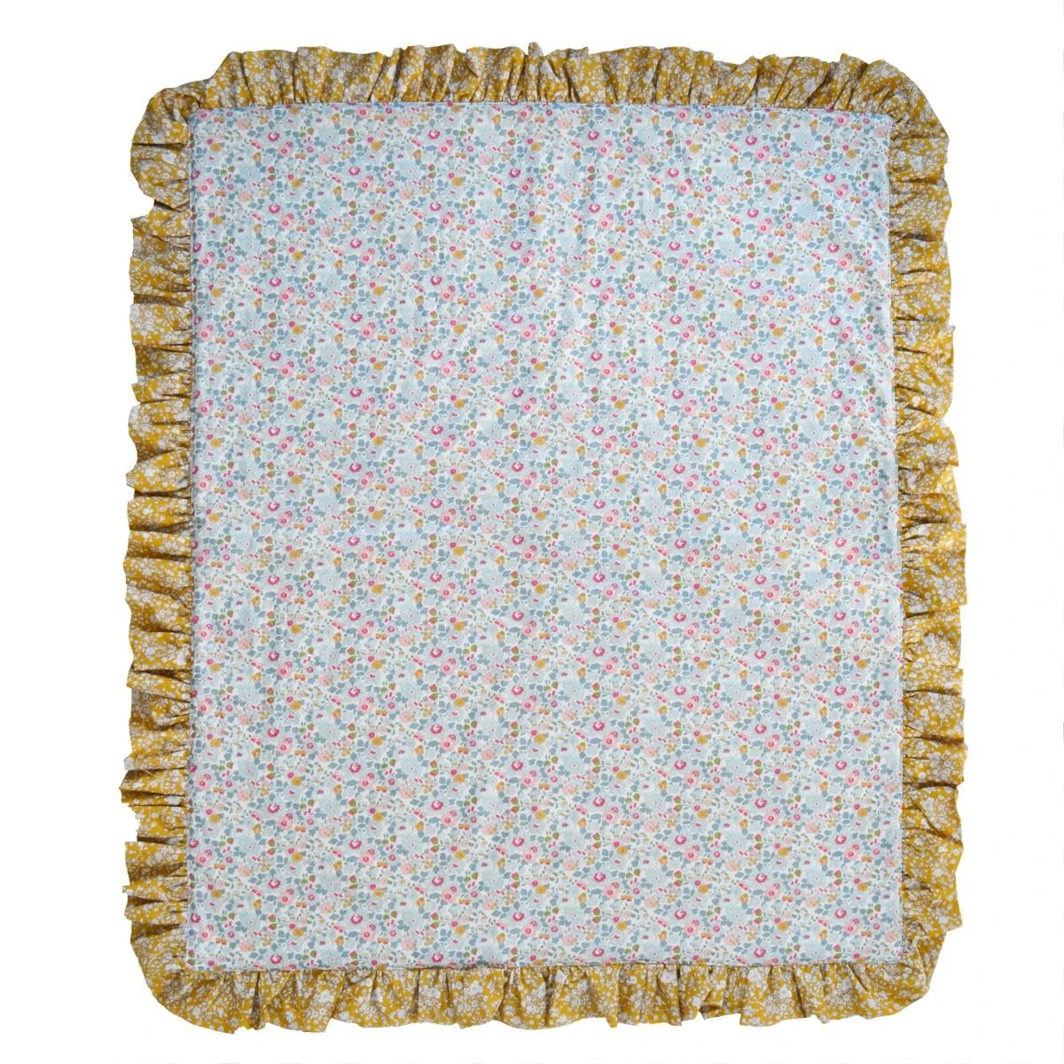 Coco & Wolf Ruffle Bedspread Made With Liberty Fabric Betsy Grey & Capel Mustard, Double 4 Coco & Wolf Ruffle Bedspread Made With Liberty Fabric Betsy Grey & Capel Mustard, Double - Image 2
