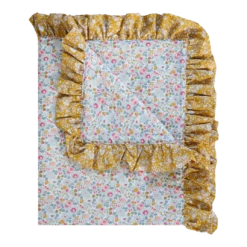Coco & Wolf Ruffle Bedspread Made With Liberty Fabric Betsy Grey & Capel Mustard, King