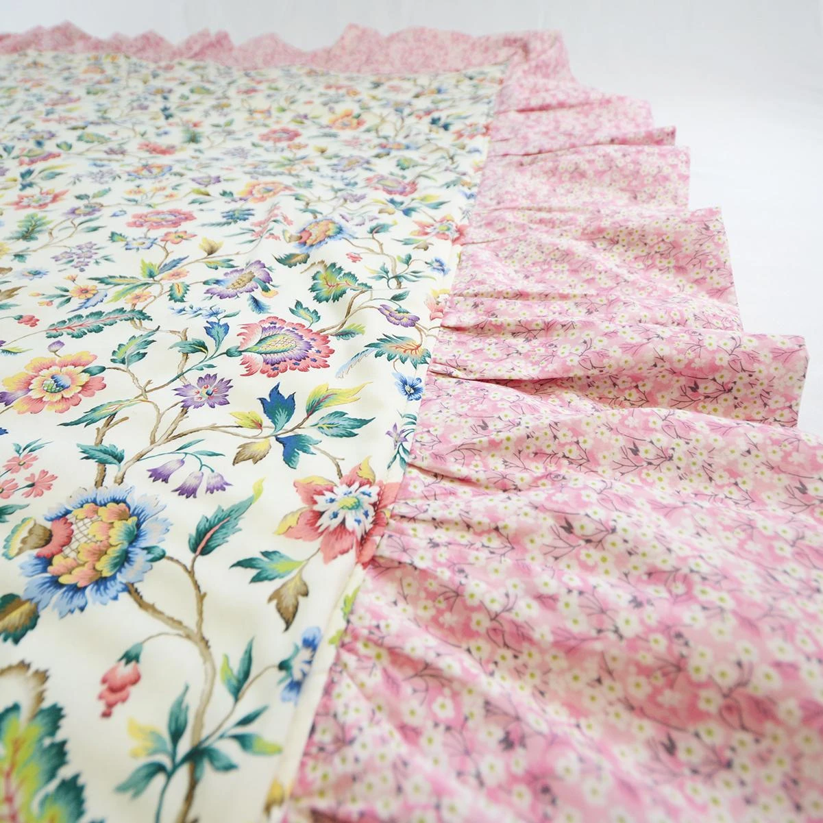 Coco & Wolf Ruffle Bedspread Made With Liberty Fabric Eva Belle & Mitsi Valeria Pink, Single 9 Coco & Wolf Ruffle Bedspread Made With Liberty Fabric Eva Belle & Mitsi Valeria Pink, Single - Image 7