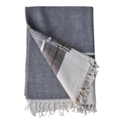 Contemporary Hand Woven Merino Herringbone Gray Throw Blanket By TerraKlay