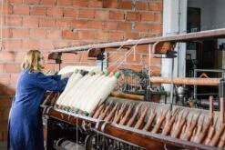 Early 21st Century Hand Finished Organic Wool Dark Blue Wave Blanket Or Throw -Coco & Wolf Shop early 21st century hand finished organic wool dark blue wave blanket or throw 8156