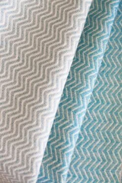 Early 21st Century Hand Finished Organic Wool Light Grey Wave Blanket Or Throw -Coco & Wolf Shop early 21st century hand finished organic wool light grey wave blanket or throw 0734