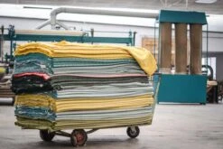 Early 21st Century Hand Finished Organic Wool Red Wave Throw -Coco & Wolf Shop early 21st century hand finished organic wool red wave throw 7923