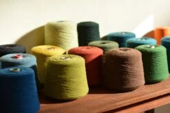 Early 21st Century Hand Finished Organic Wool Yellow Wave Blanket Or Throw -Coco & Wolf Shop early 21st century hand finished organic wool yellow wave blanket or throw 2445