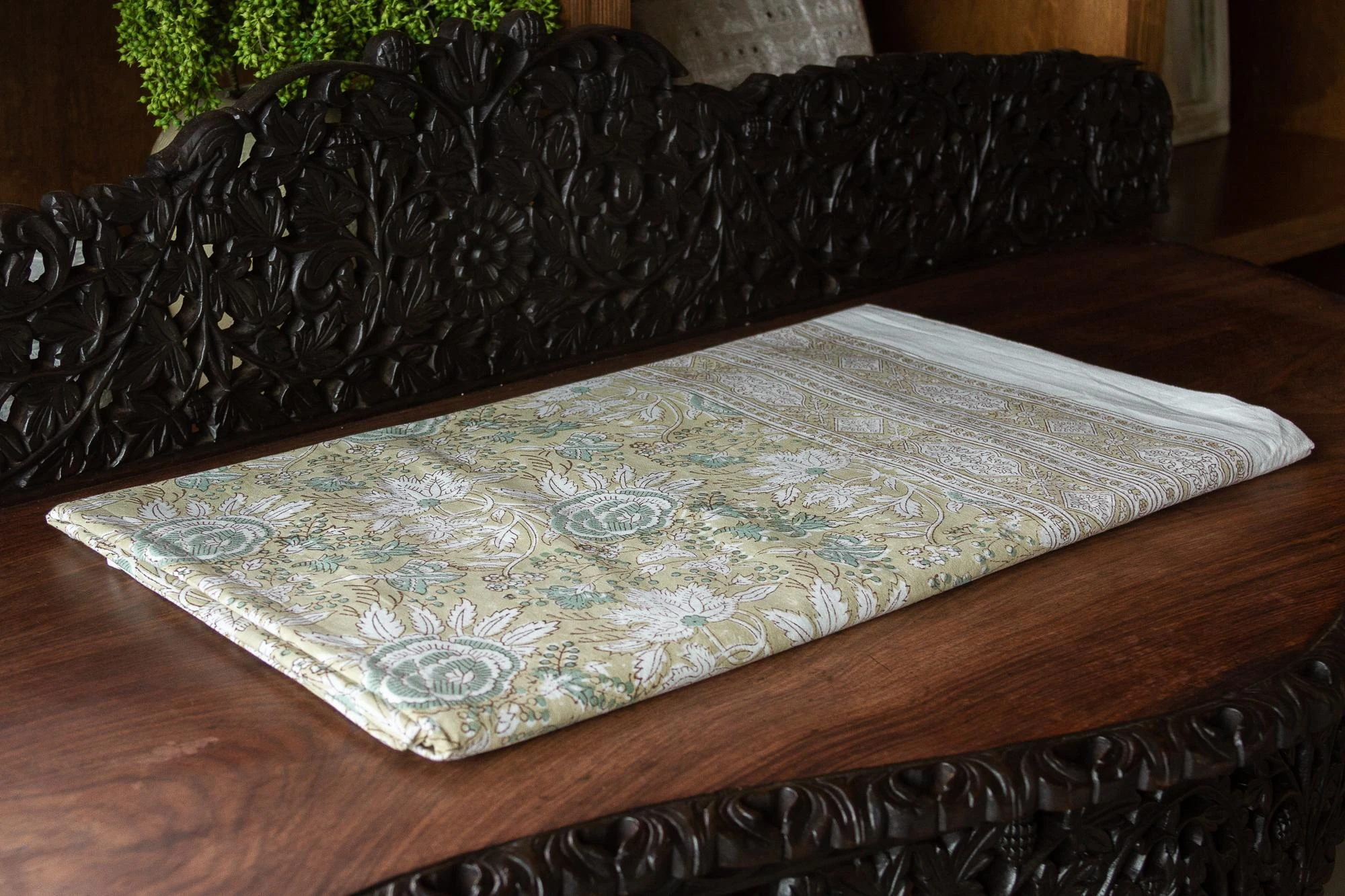 Floral Block Print Cotton Bed Coverlet 9 Floral Block Print Cotton Bed Coverlet - Image 7