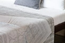 Gray Paisley Block Print Cotton Bed Coverlet -Coco & Wolf Shop gray paisley block print cotton bed coverlet 0723