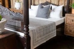 Gray Paisley Block Print Cotton Bed Coverlet -Coco & Wolf Shop gray paisley block print cotton bed coverlet 4532