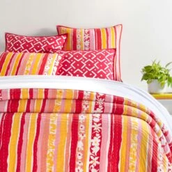 Kit Kemp For Pine Cone Hill Happy Go Lucky Coral Coverlet, King