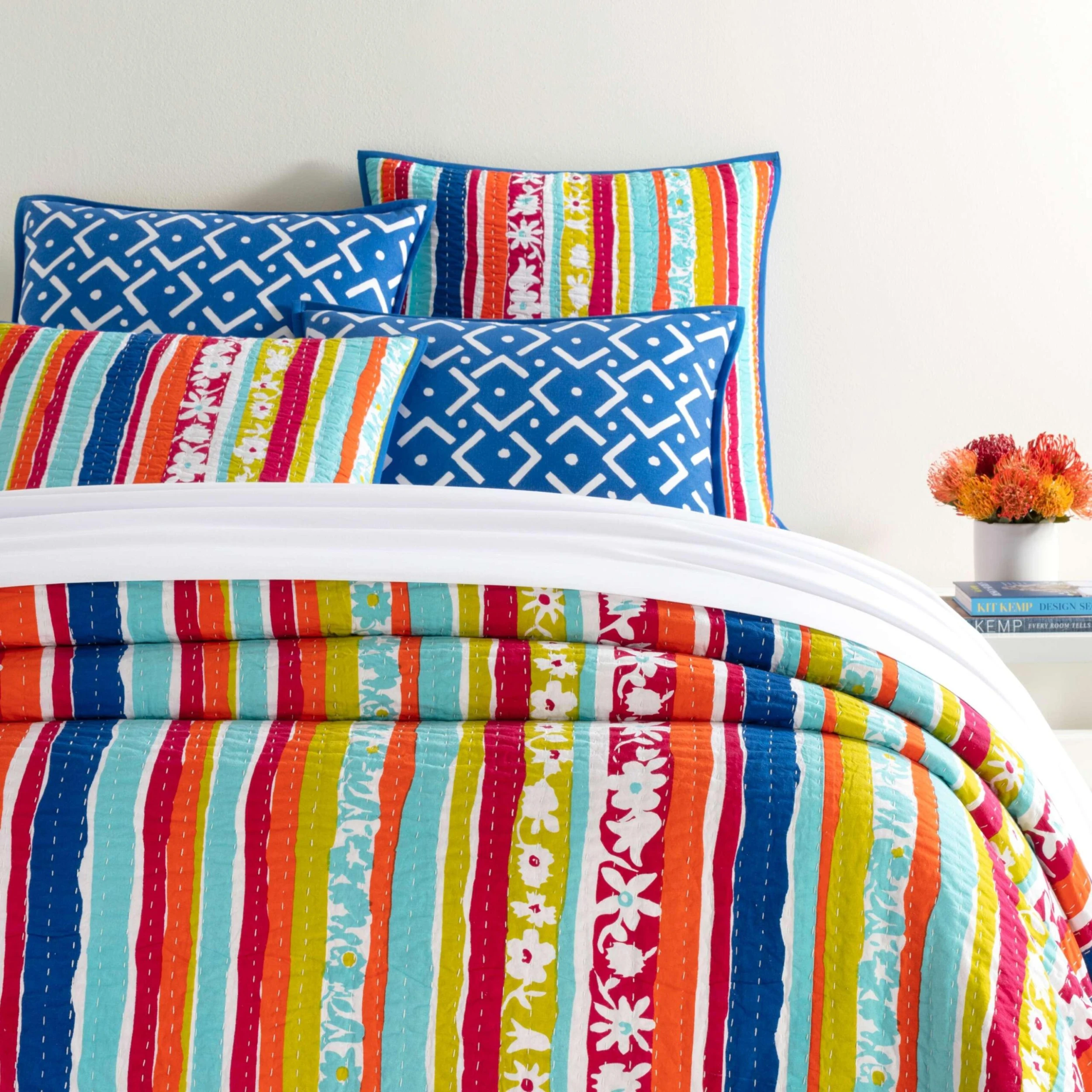 Kit Kemp For Pine Cone Hill Happy Go Lucky Multi Coverlet, Full/Queen 3 Kit Kemp For Pine Cone Hill Happy Go Lucky Multi Coverlet, Full/Queen