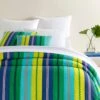 Kit Kemp For Pine Cone Hill Ric Rac Stripe Blue/Green Coverlet, King -Coco & Wolf Shop kit kemp for pine cone hill ric rac stripe bluegreen coverlet king 2107