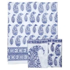 Malabar Multi-Paisley King Deep Blue Flat Sheet -Coco & Wolf Shop malabar multi paisley king deep blue flat sheet 7189