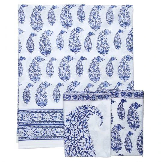 Malabar Multi-Paisley Queen Deep Blue Fitted Sheet 5 Malabar Multi-Paisley Queen Deep Blue Fitted Sheet - Image 3