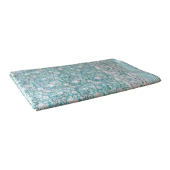 Oleander Aqua Block Print Cotton Coverlet