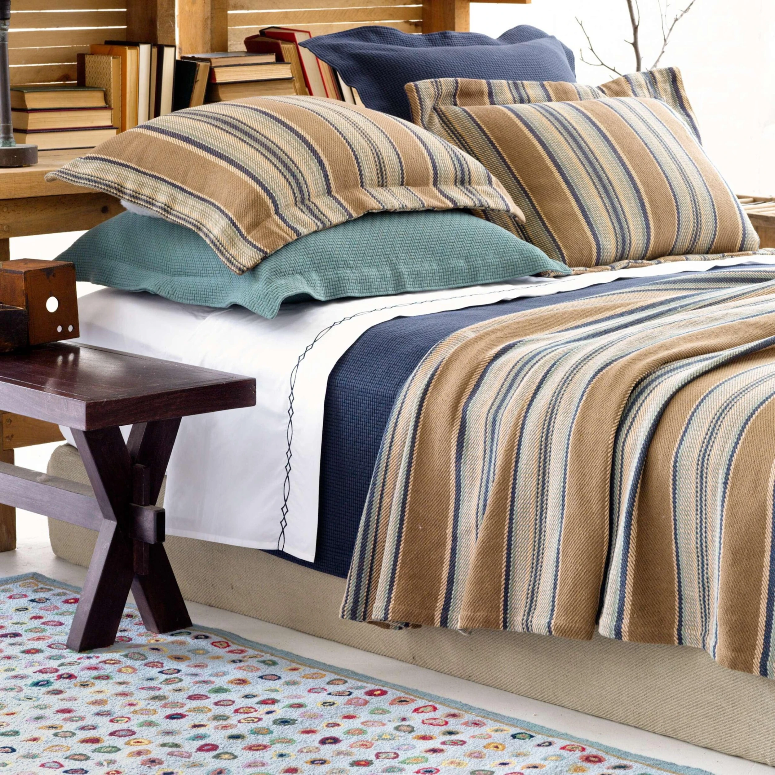 Pine Cone Hill By Annie Selke Blue Heron Blanket, King 4 Pine Cone Hill By Annie Selke Blue Heron Blanket, King - Image 2