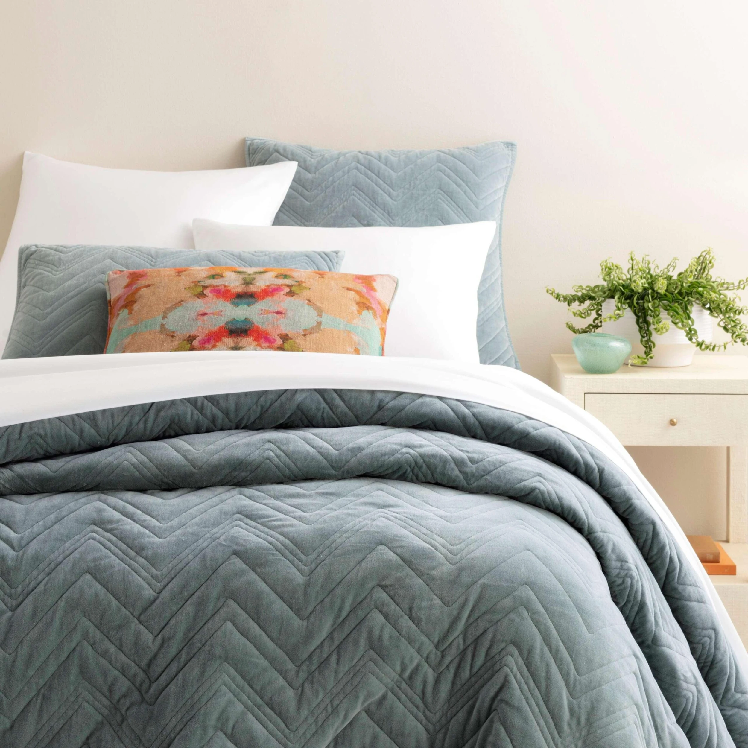 Pine Cone Hill By Annie Selke Brentwood Velvet Ocean Quilt, King 4 Pine Cone Hill By Annie Selke Brentwood Velvet Ocean Quilt, King - Image 2