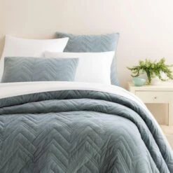 Pine Cone Hill By Annie Selke Brentwood Velvet Ocean Quilt, King 11 Pine Cone Hill By Annie Selke Brentwood Velvet Ocean Quilt, King -Coco & Wolf Shop pine cone hill by annie selke brentwood velvet ocean quilt king 2966