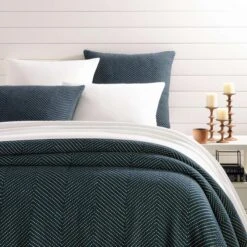 Pine Cone Hill By Annie Selke Catalina Slate Blue Matelasse Coverlet, King