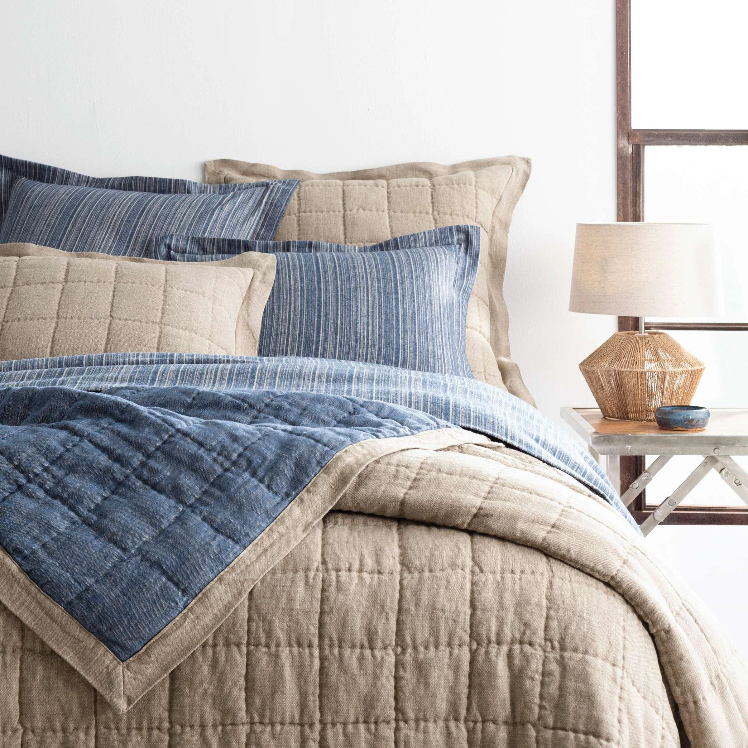 Pine Cone Hill By Annie Selke Holden Linen Natural/Denim Quilt, Twin 3 Pine Cone Hill By Annie Selke Holden Linen Natural/Denim Quilt, Twin