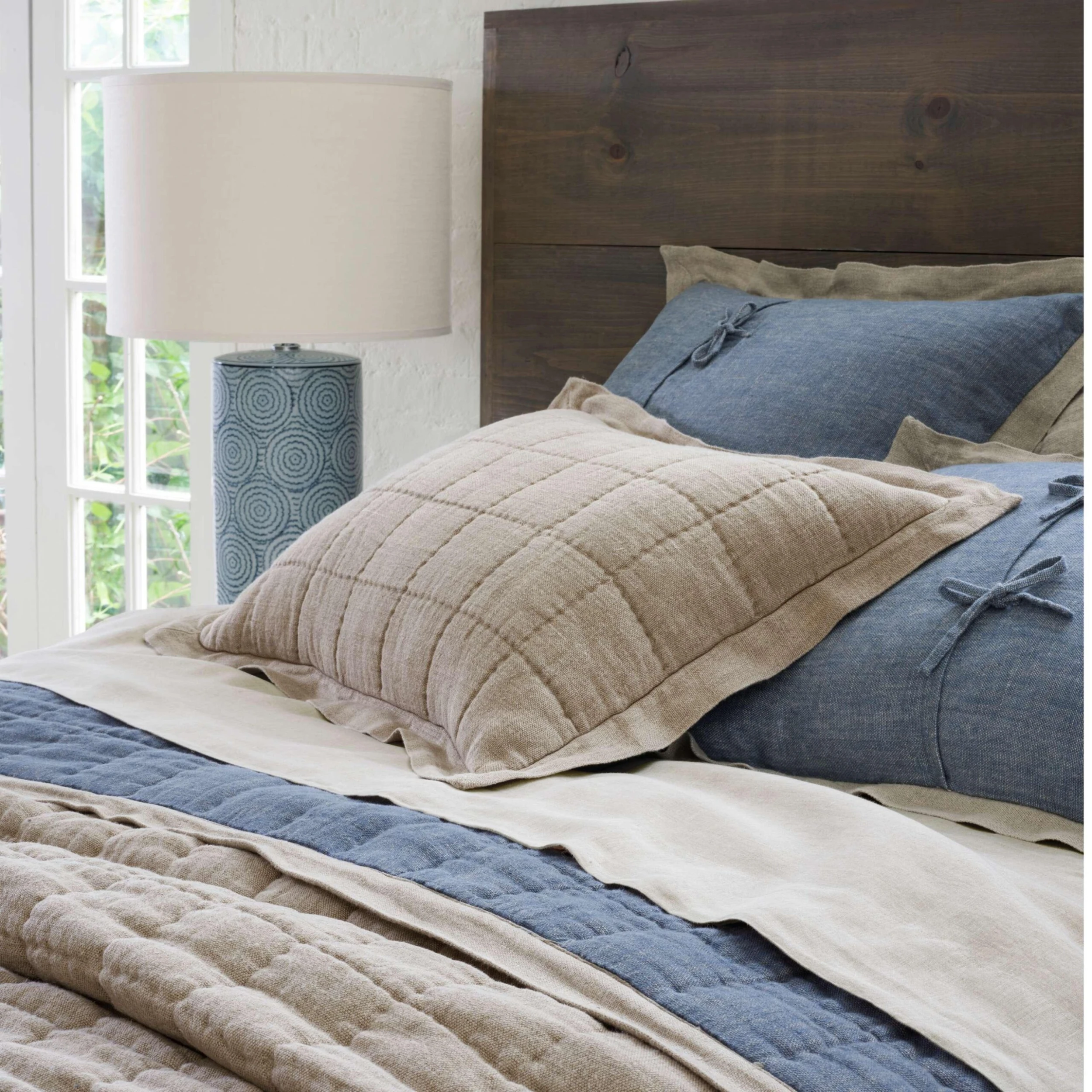 Pine Cone Hill By Annie Selke Holden Linen Natural/Denim Quilt, Twin 4 Pine Cone Hill By Annie Selke Holden Linen Natural/Denim Quilt, Twin - Image 2