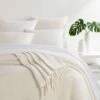 Pine Cone Hill By Annie Selke Logan Dove White Blanket, Full/Queen