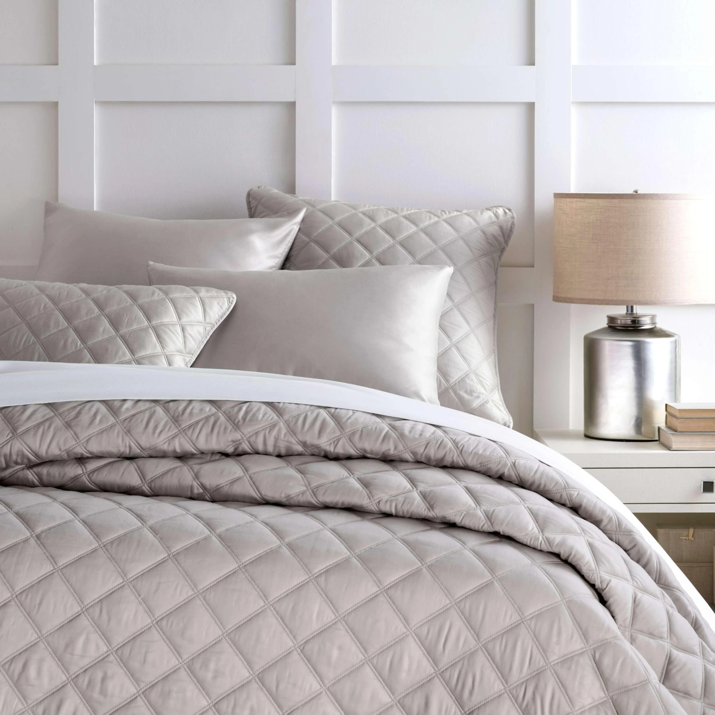 Pine Cone Hill By Annie Selke Quilted Silken Solid Grey Coverlet, Full/Queen 3 Pine Cone Hill By Annie Selke Quilted Silken Solid Grey Coverlet, Full/Queen