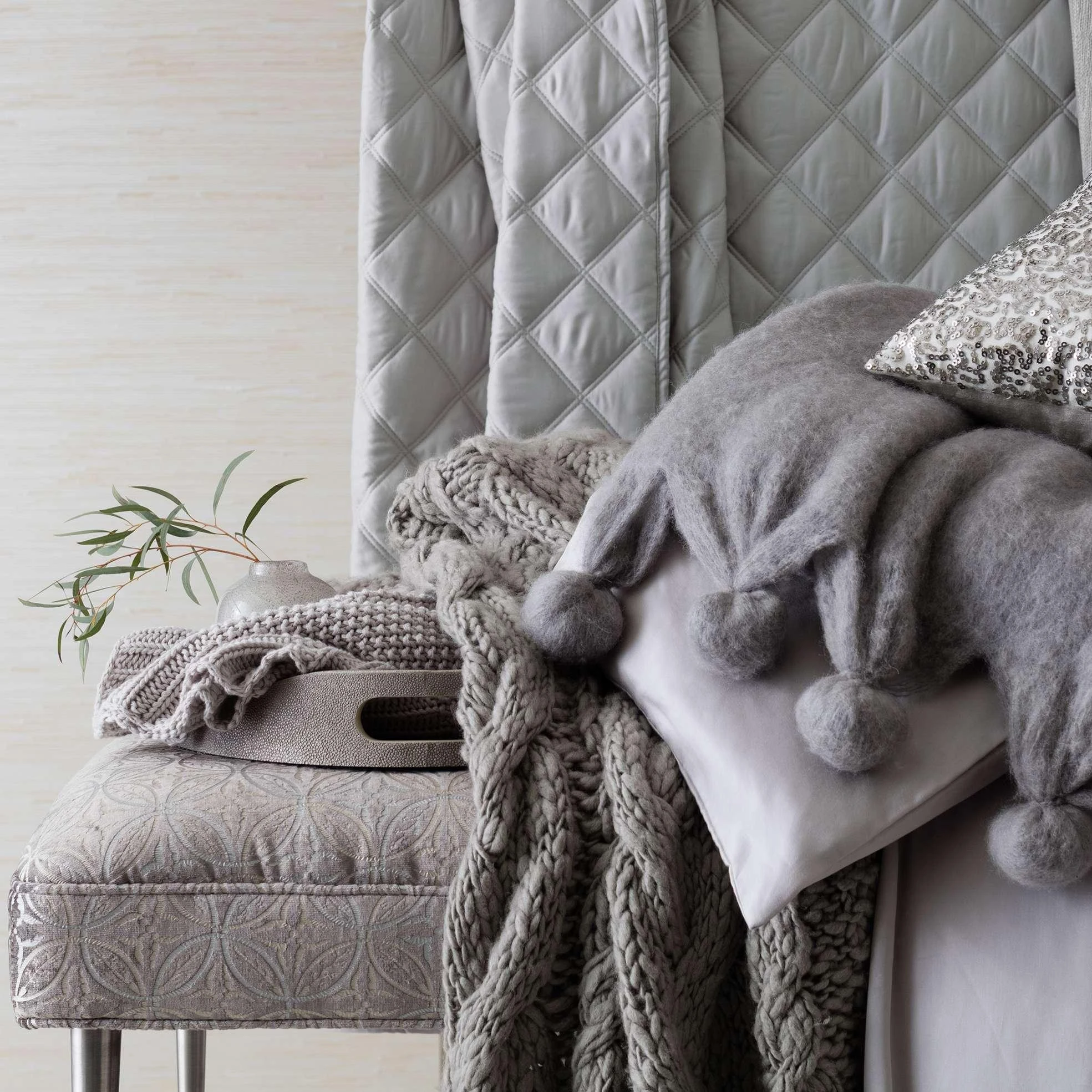 Pine Cone Hill By Annie Selke Quilted Silken Solid Grey Coverlet, Full/Queen 6 Pine Cone Hill By Annie Selke Quilted Silken Solid Grey Coverlet, Full/Queen - Image 4