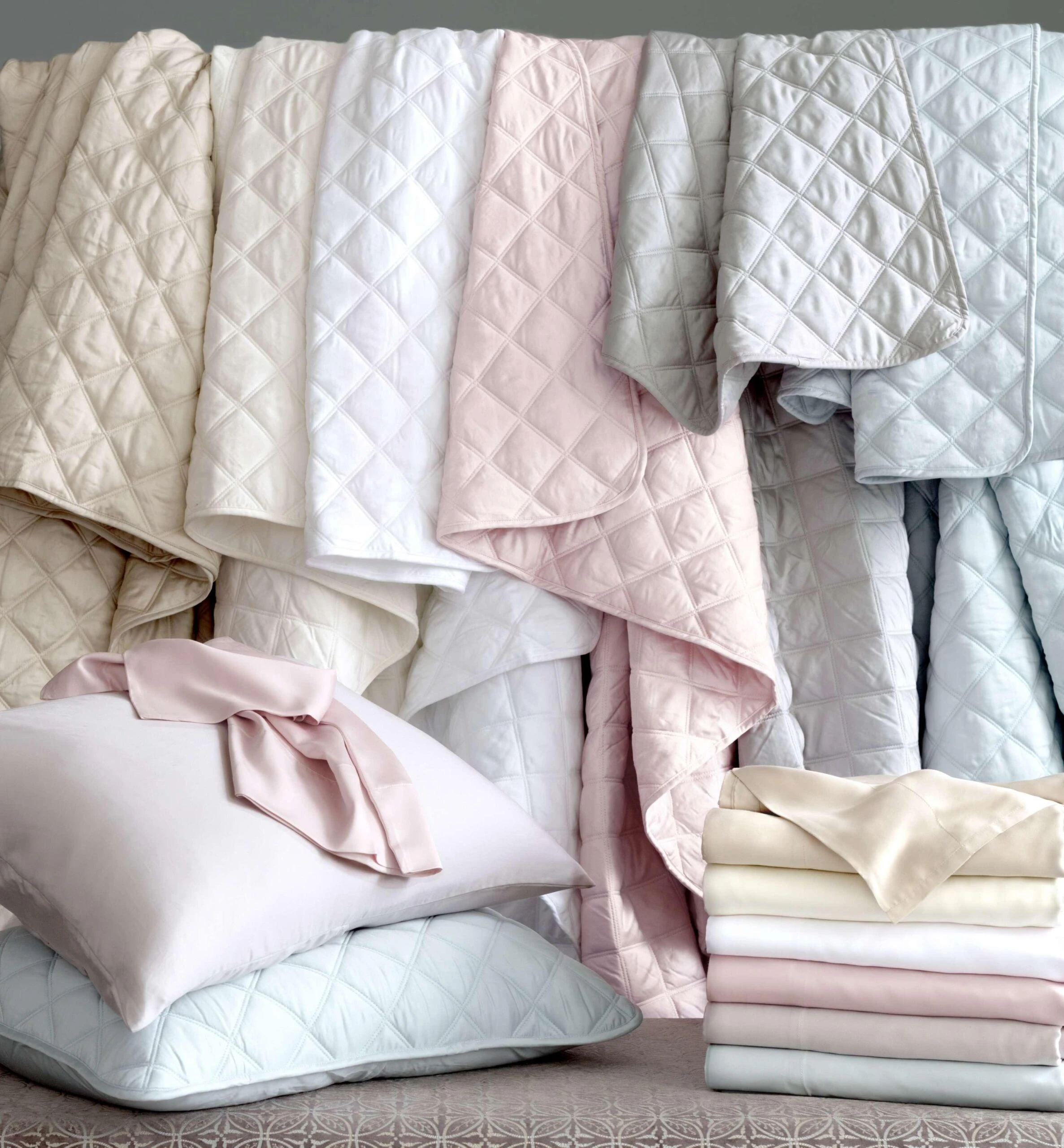 Pine Cone Hill By Annie Selke Quilted Silken Solid Robin's Egg Blue Coverlet, Full/Queen 4 Pine Cone Hill By Annie Selke Quilted Silken Solid Robin's Egg Blue Coverlet, Full/Queen - Image 2