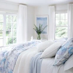 Pine Cone Hill By Annie Selke Quinn French Blue Cotton Blanket, King -Coco & Wolf Shop pine cone hill by annie selke quinn french blue cotton blanket king 1371