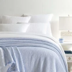 Pine Cone Hill By Annie Selke Santo Stripe Blue Coverlet, King -Coco & Wolf Shop pine cone hill by annie selke santo stripe blue coverlet king 1184