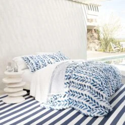 Pine Cone Hill By Annie Selke Santo Stripe Blue Coverlet, King -Coco & Wolf Shop pine cone hill by annie selke santo stripe blue coverlet king 6364