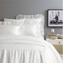 Pine Cone Hill By Annie Selke Savannah Linen Gauze White Bedspread, Queen -Coco & Wolf Shop pine cone hill by annie selke savannah linen gauze white bedspread queen 5581