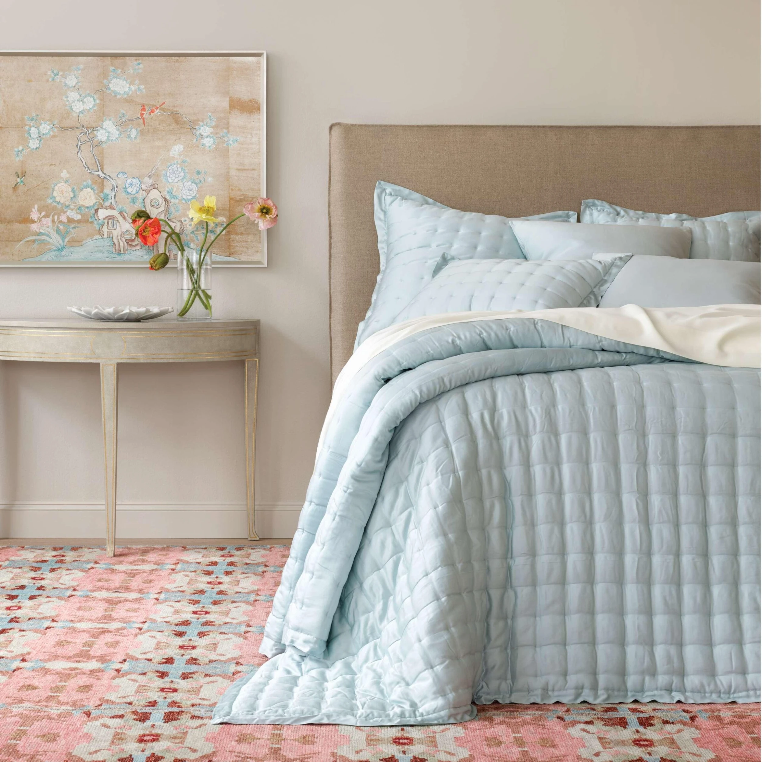 Pine Cone Hill By Annie Selke Silken Solid Robin's Egg Blue Puff, King 4 Pine Cone Hill By Annie Selke Silken Solid Robin's Egg Blue Puff, King - Image 2