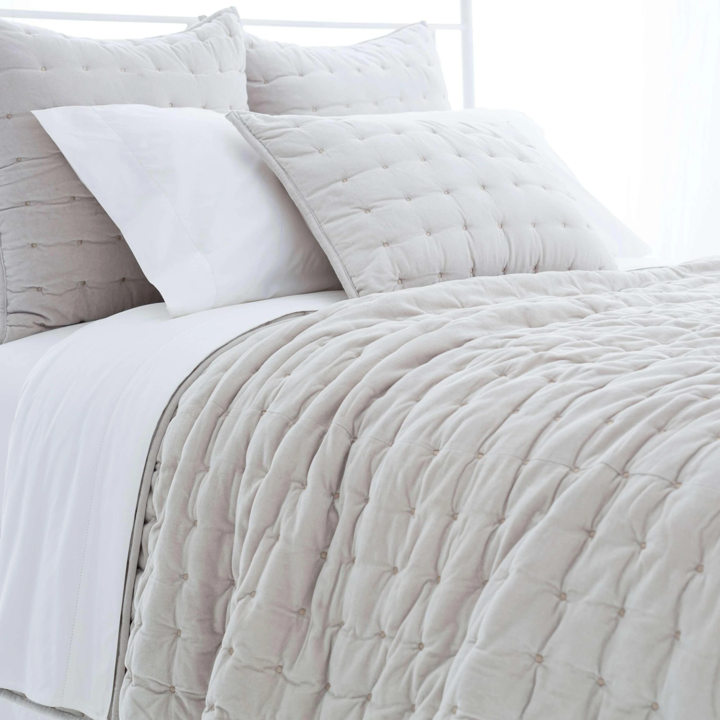 Pine Cone Hill By Annie Selke Vienna Velvet Grey Quilt, Full/Queen 6 Pine Cone Hill By Annie Selke Vienna Velvet Grey Quilt, Full/Queen - Image 4